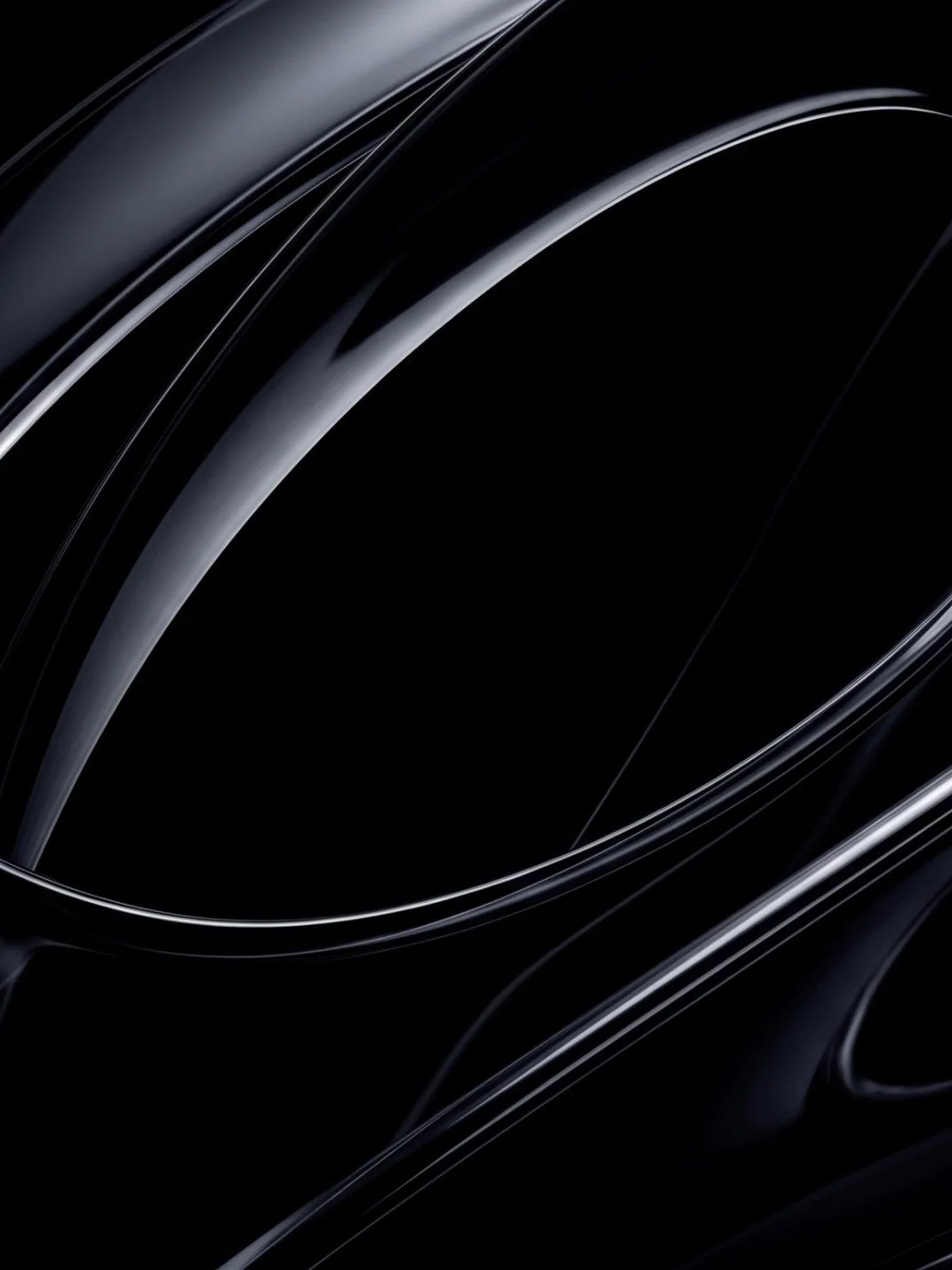 A dark form curving through deep blue