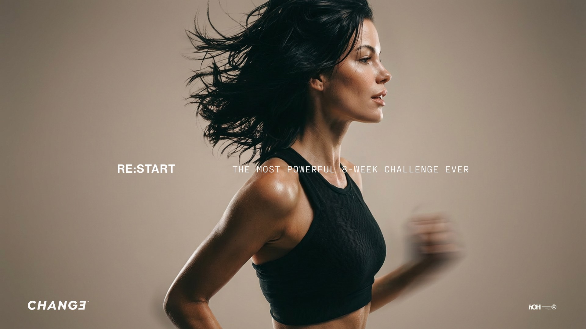 Campaign banner: a runner and the line 