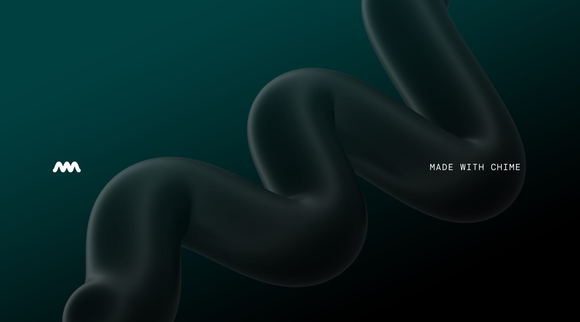 Motion still: a soft dark tubular form with the Chime mark