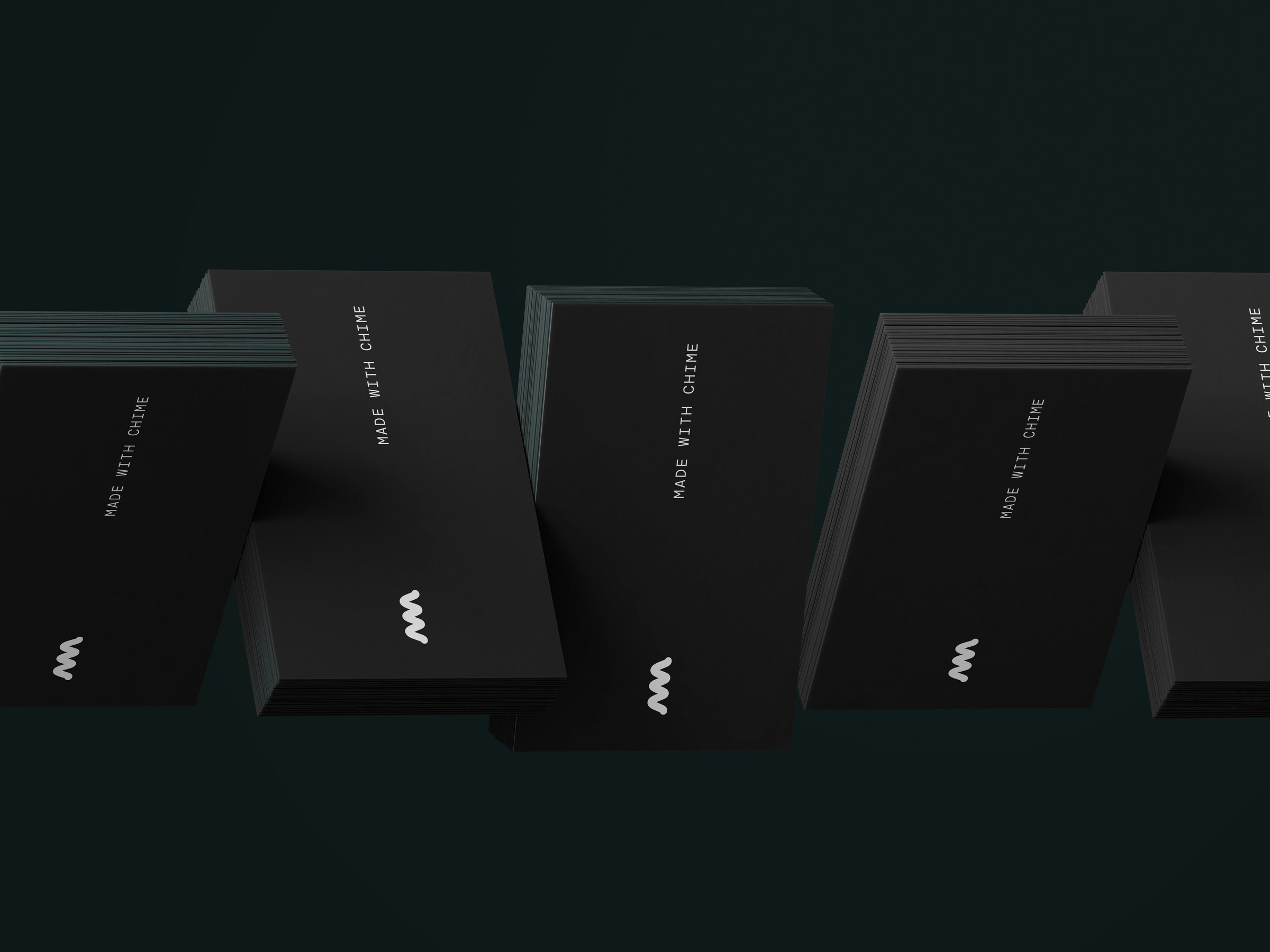 A set of dark cards carrying the Chime mark and the line 