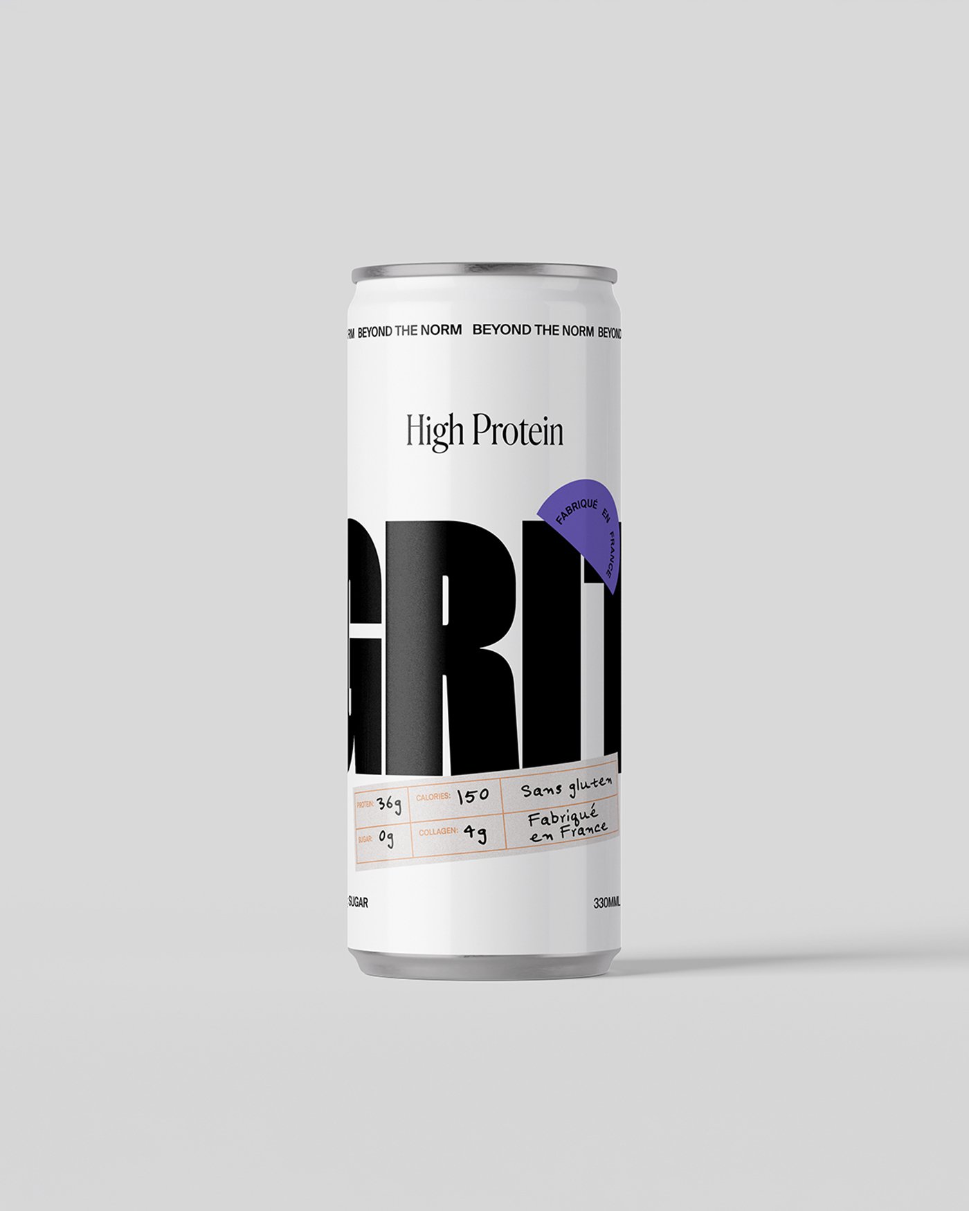 The Grit high-protein can, front view on a light ground