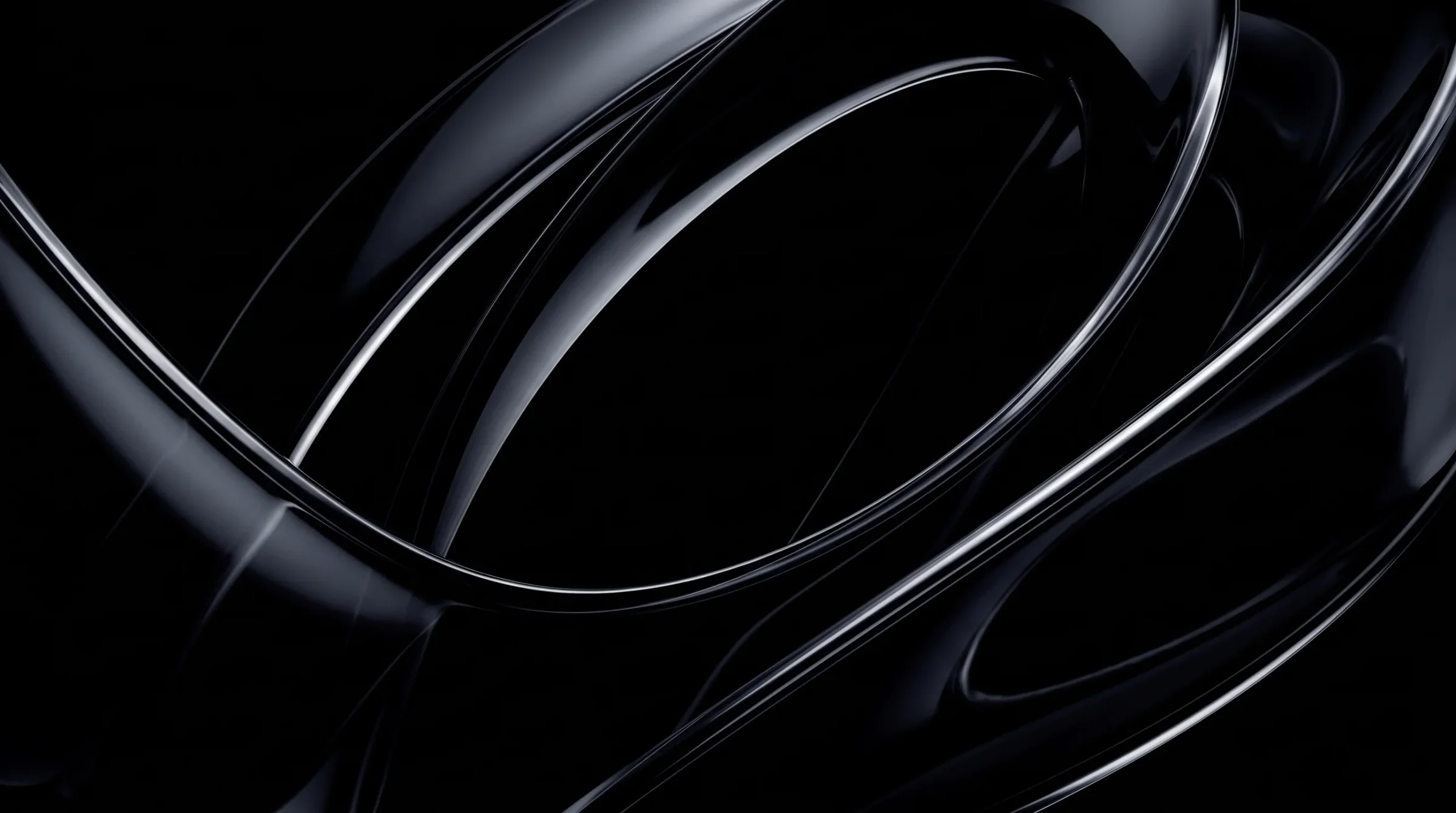A dark form curving through deep blue